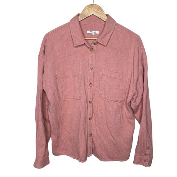 Madewell Flannel Button-Up Shirt Jacket Shacket Heather Maple Glow XL - Picture 6 of 13